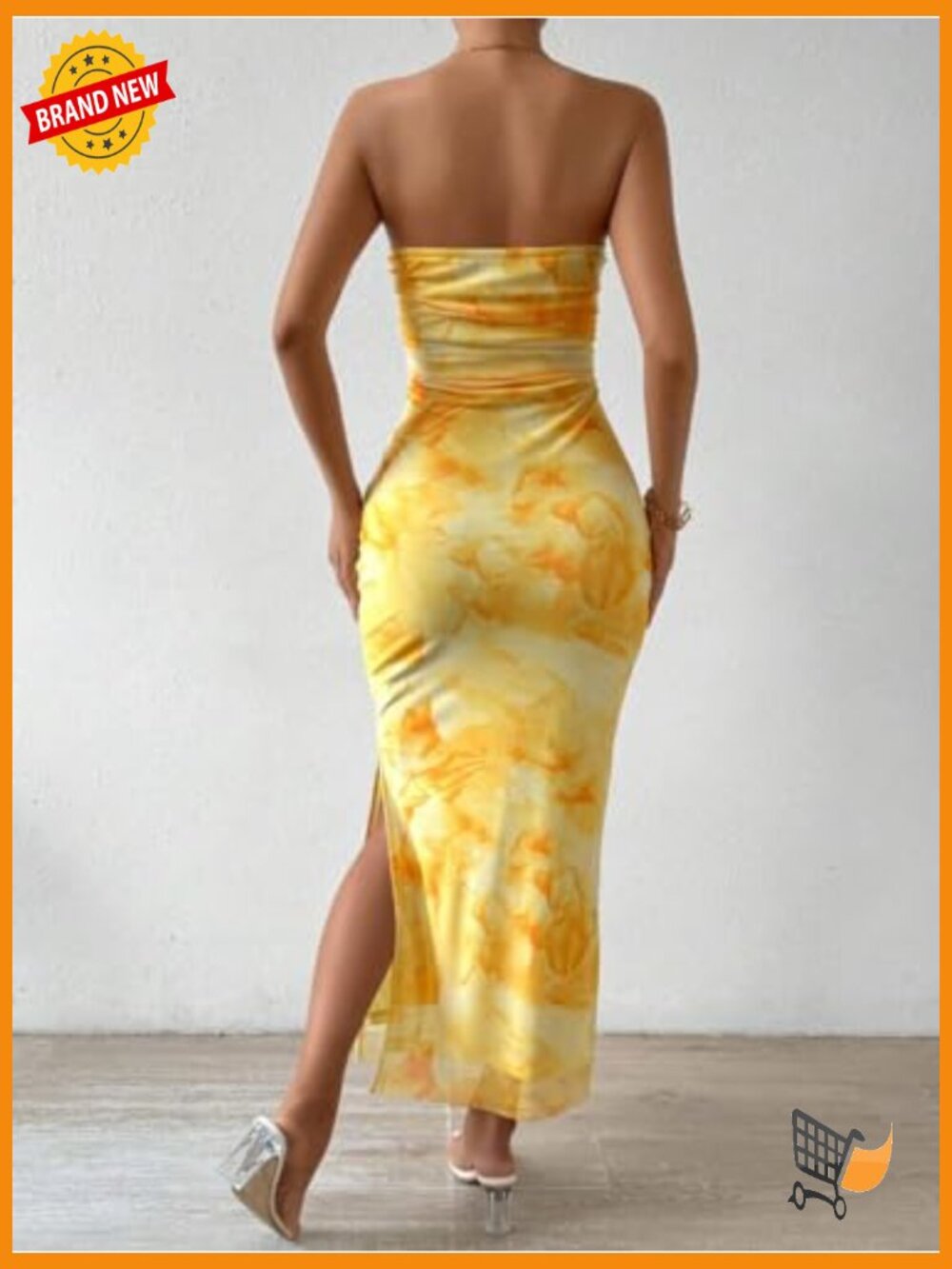 Strapless Tube Bodycon Maxi Dress with Side Slit Summer - Picture 2 of 7
